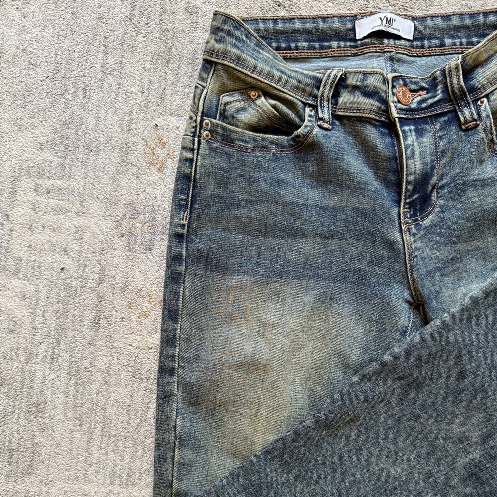 YMI Blue Boot Cut Jeans with Vintage Fading